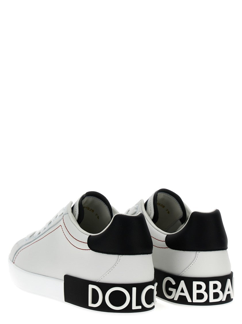 Dolce & Gabbana Portofino Leather Sneakers With Contrasting Details