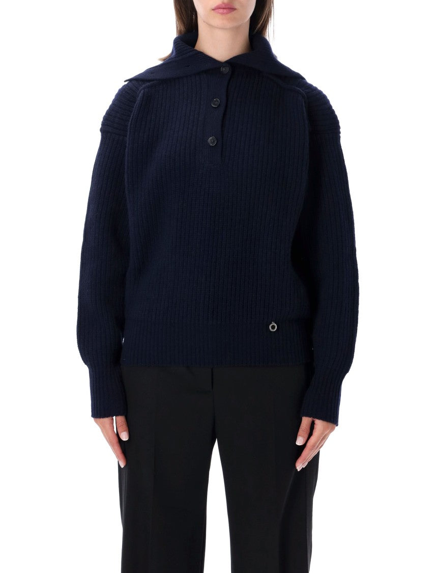 Stella Mccartney Ribbed Recycled Cashmere Turtleneck Jumper With Buttoned Placket