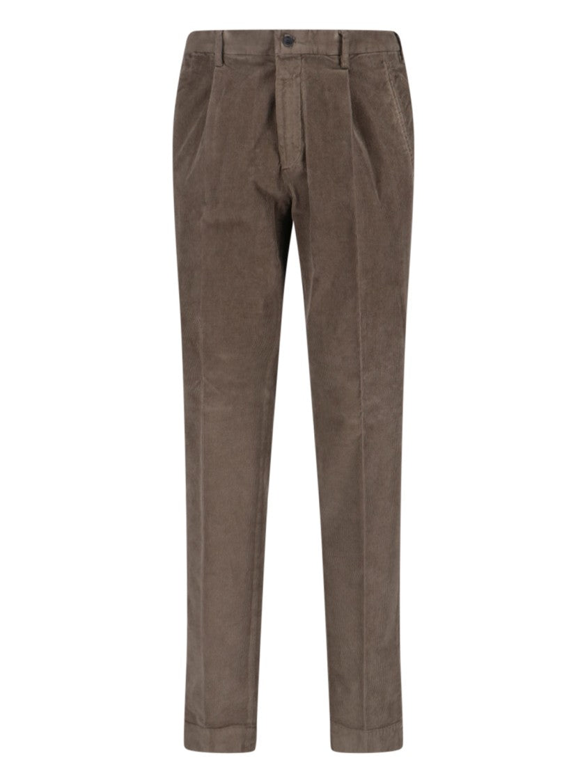 Incotex Tailored Green Trousers With Structured Waistband