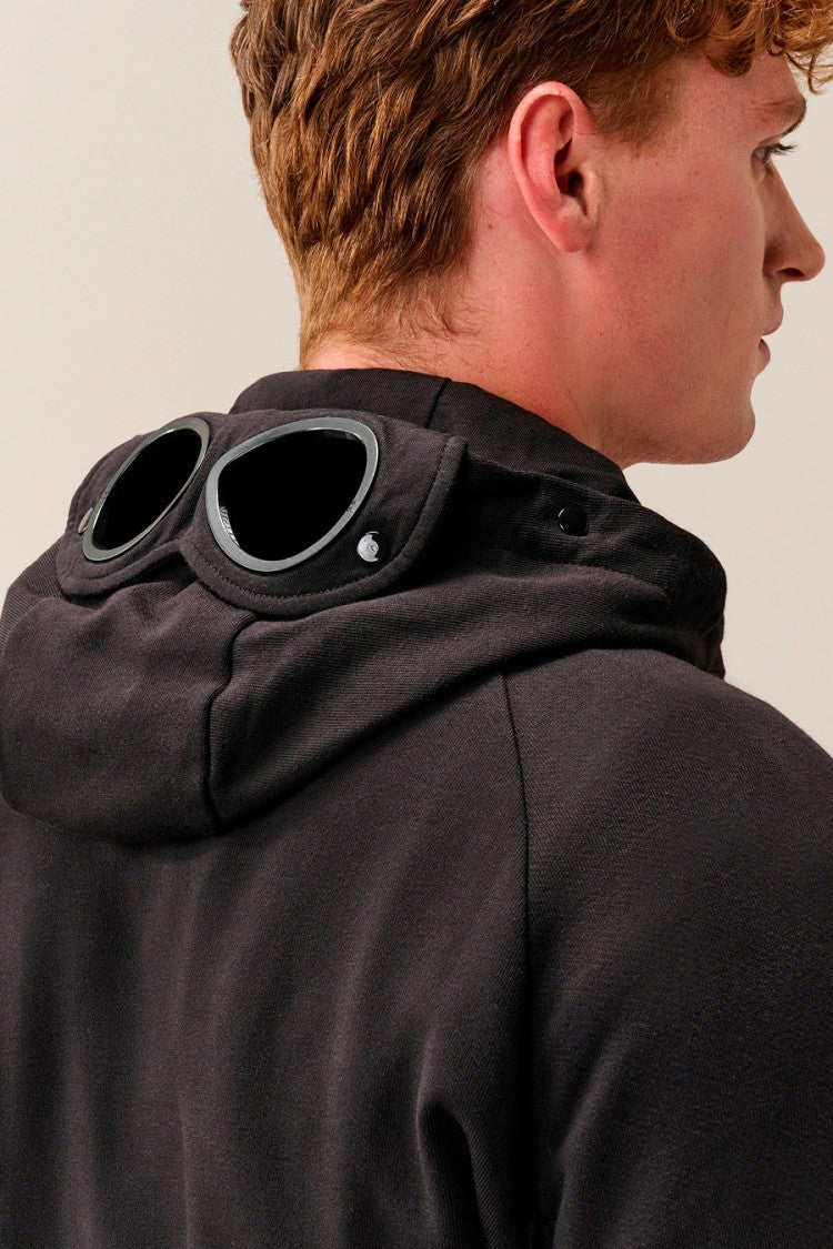 C.P. Company Black Goggle Lens Cotton Zip-Through Hoodie
