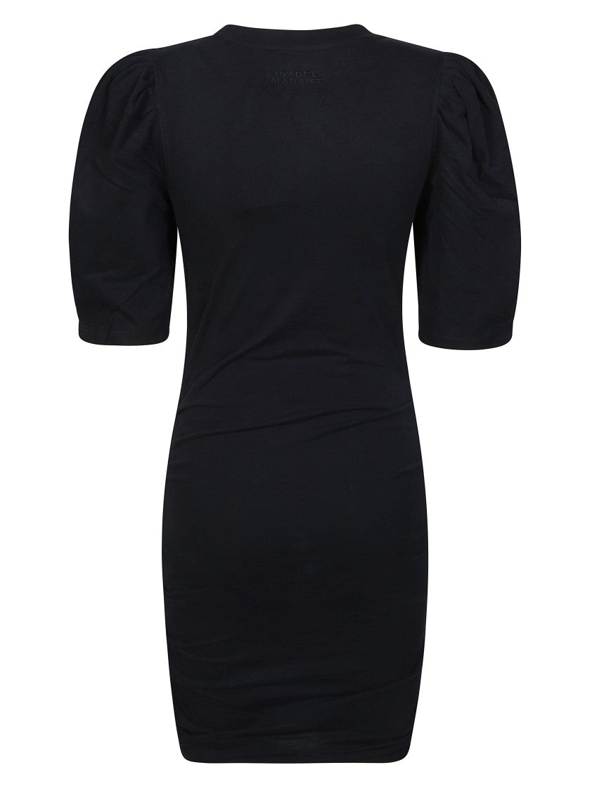 Isabel Marant Mylda Dress Ruched Puffed Sleeve Mini Dress