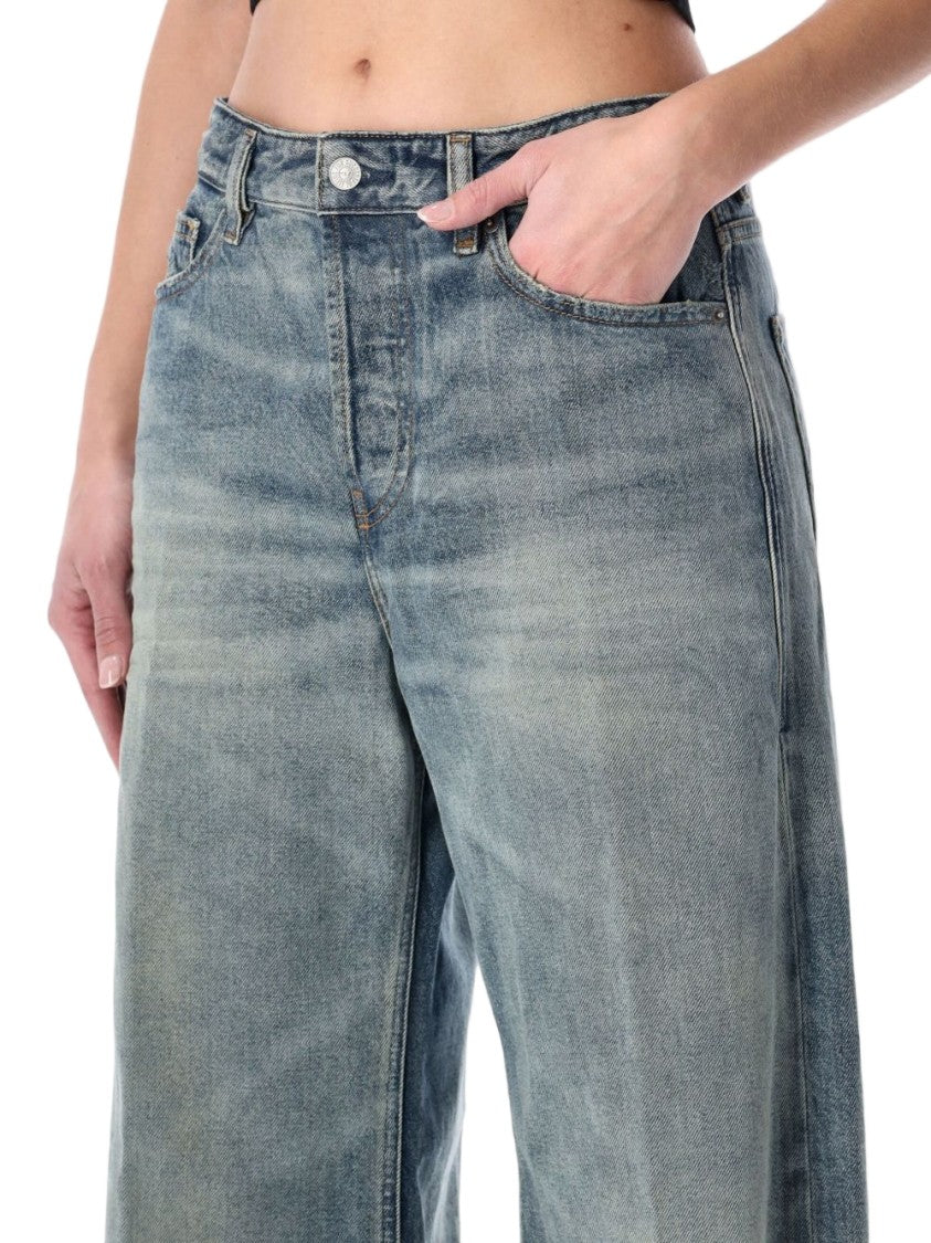 Diesel Faded Blue Wide-Leg Jeans With Vintage-Inspired Finish