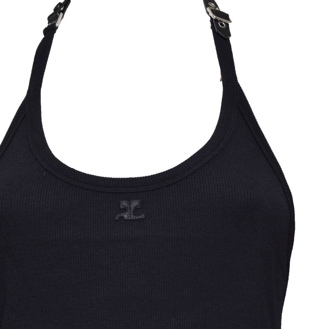 Courrèges Holistic Buckle 90'S Black Cotton Short Dress