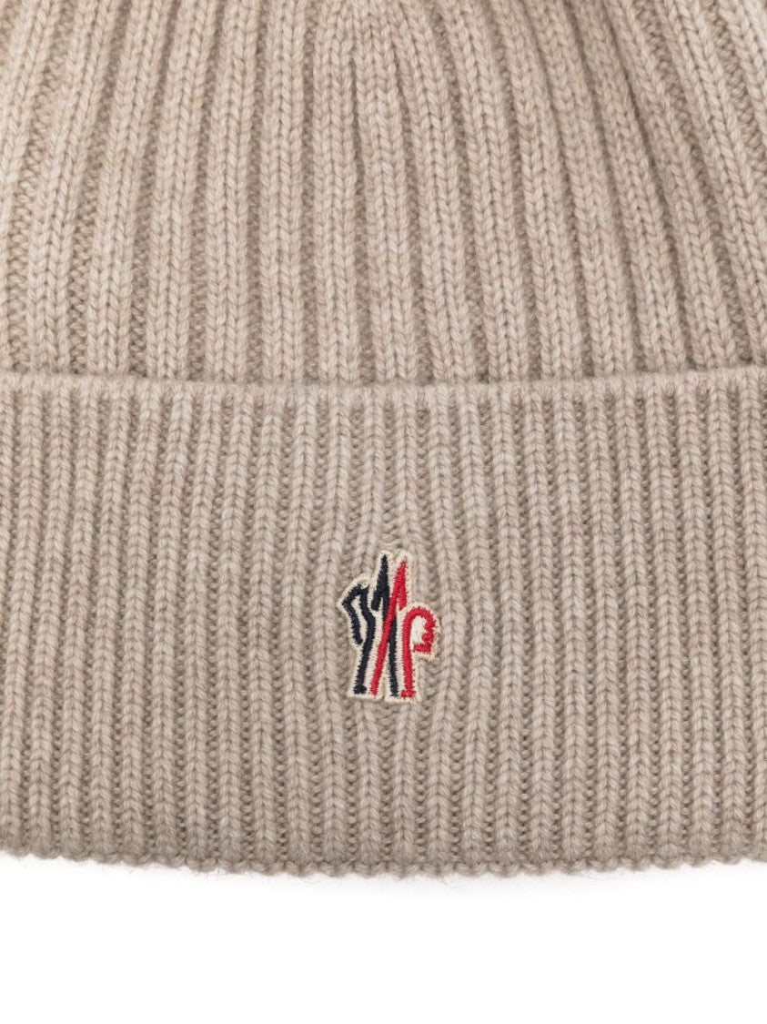 Moncler Grenoble Ribbed Cashmere Hat With Faux Fur Pom-Pom