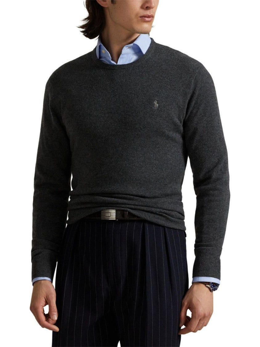 Polo Ralph Lauren Dark Charcoal Melange Wool Knit Sweater