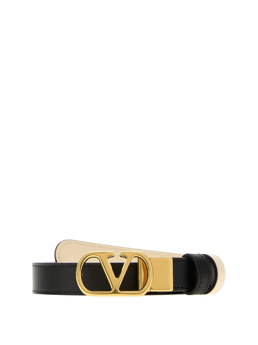 Valentino Narrow Gold V-Logo Belt