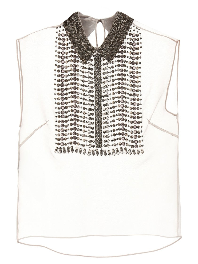 Alberta Ferretti Beaded Chiffon Top