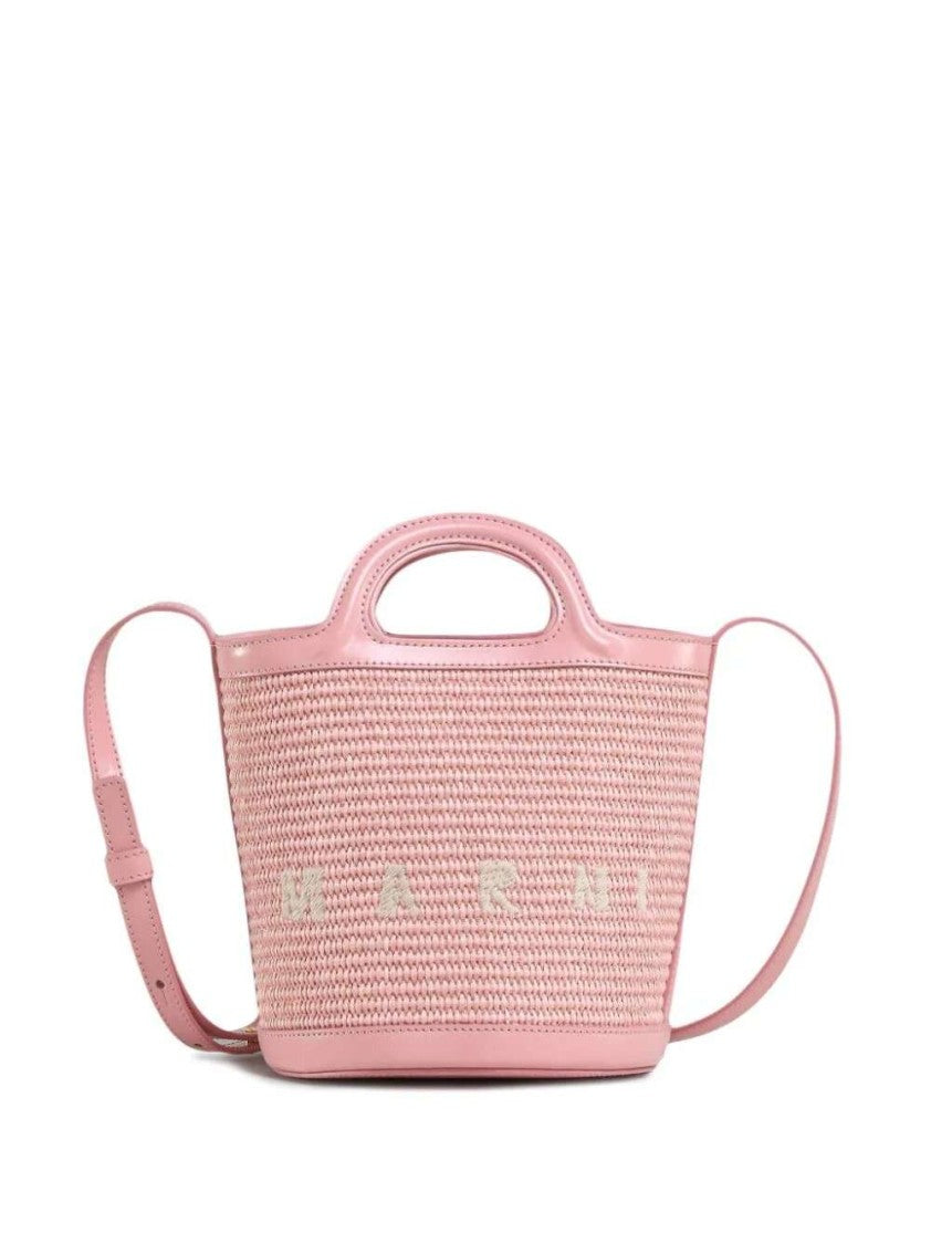 Marni Light Pink Mini Tropicalia Woven Bucket Bag