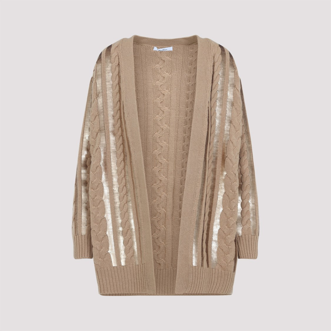 Max Mara Camel Beige Wool Mirco Cardigan