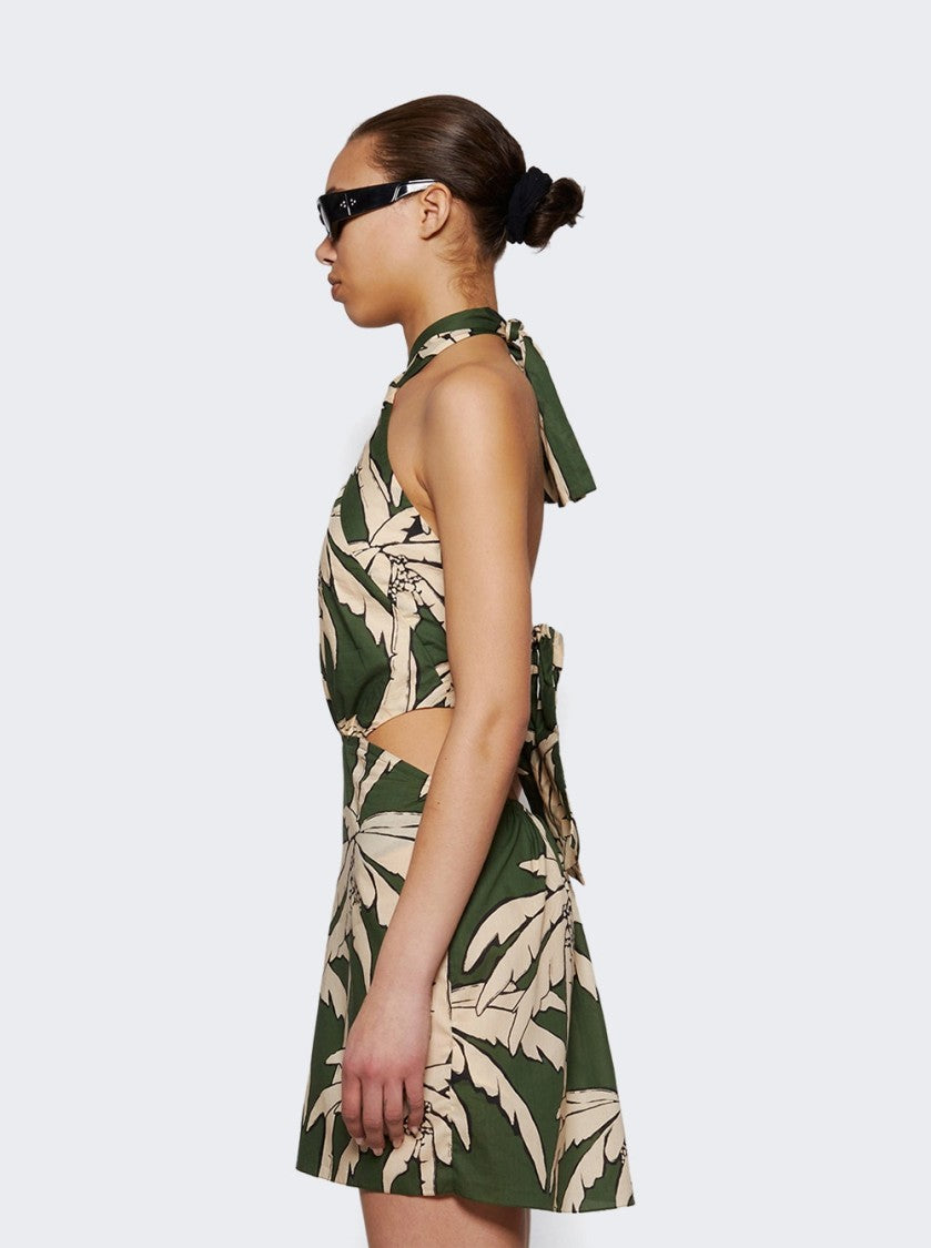 Johanna Ortiz Heart Pirate Mini Dress Green And Ecru