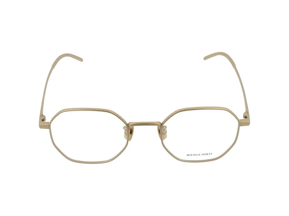 Bottega Veneta Bronze Geometric Textured Detail Titanium Eyeglasses