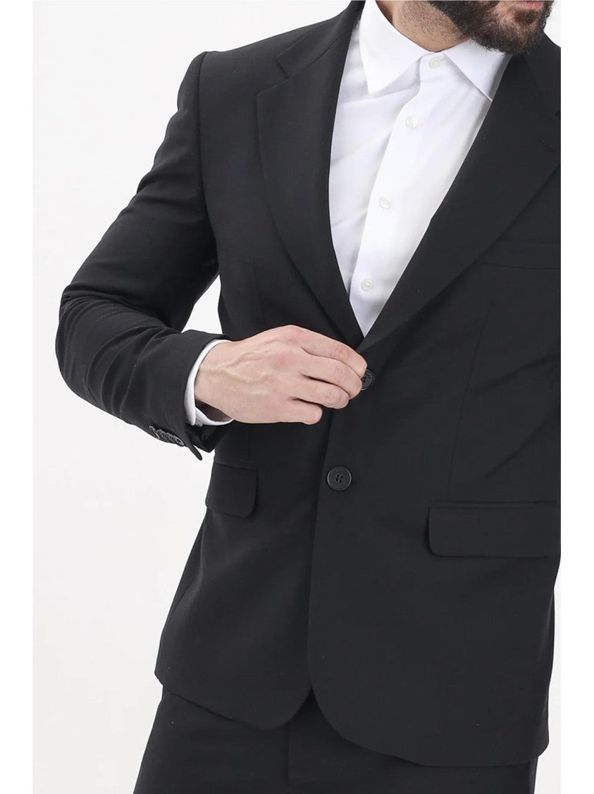 I M Brian Black Polyester Viscose Elastane Rounded Jacket