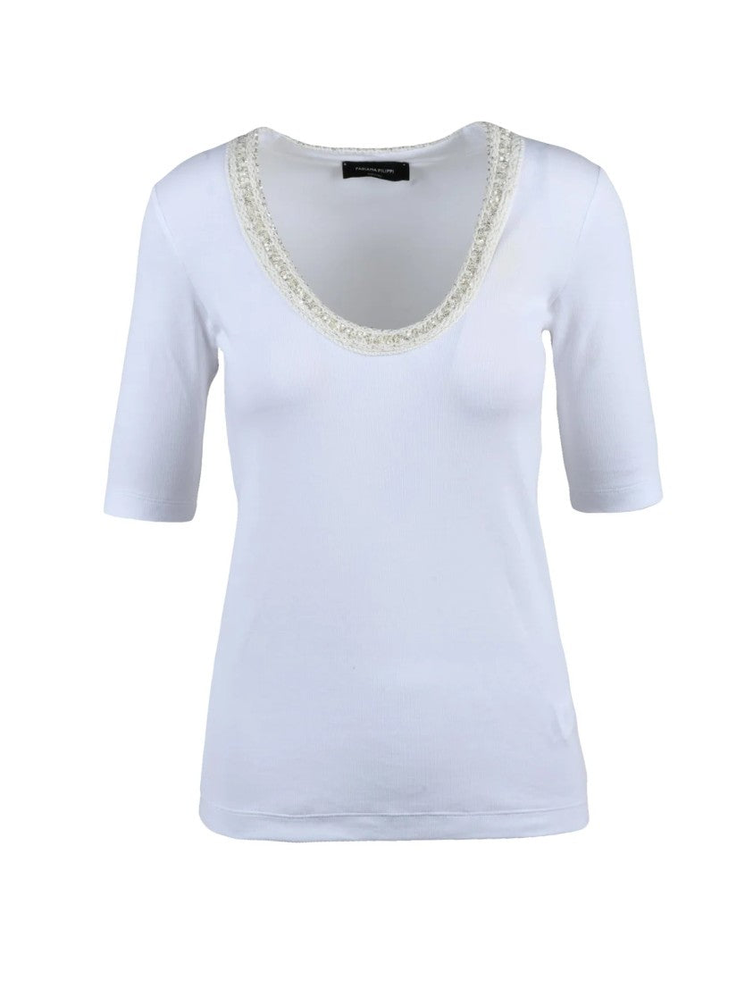 Fabiana Filippi White Women Cotton Elastane T-Shirt
