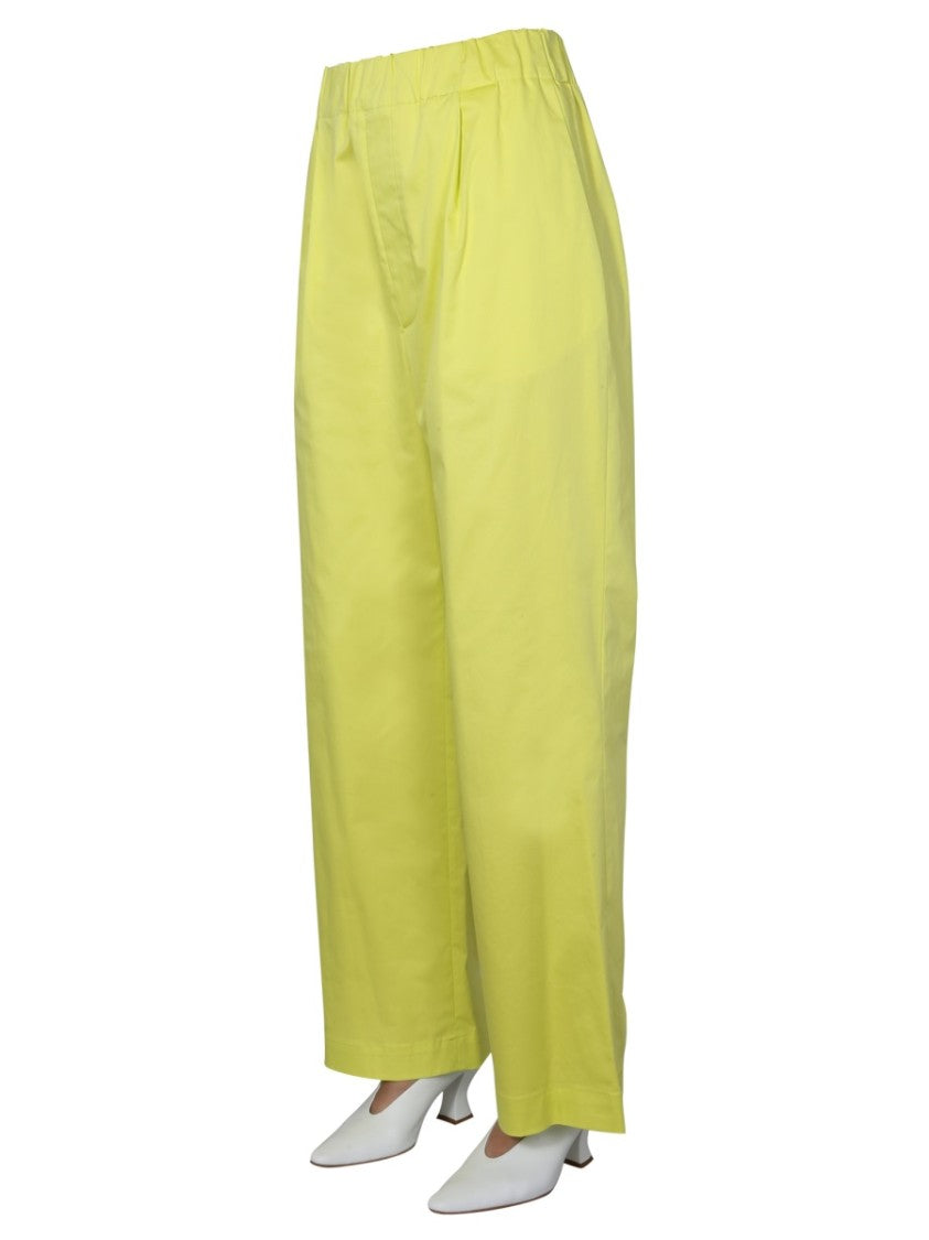 Jejia Green Wide Trousers With Elasticated Waistband