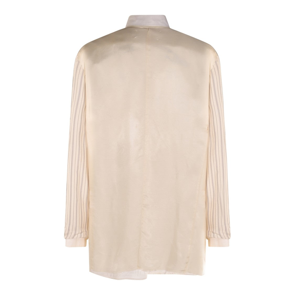 Maison Margiela Ecru Viscose Casual Jacket With Striped Sleeve Details