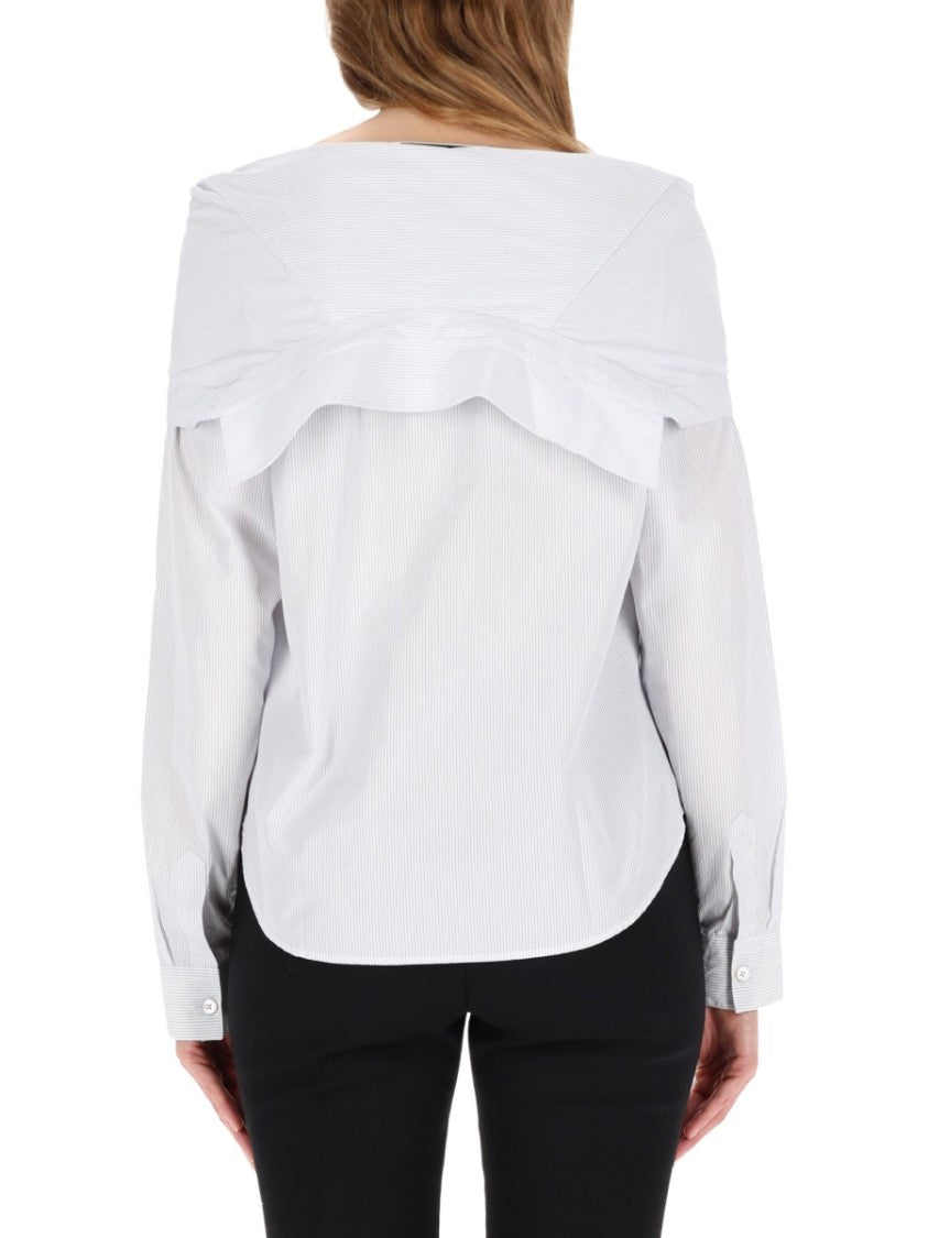 Our Legacy Off-Shoulder White Cotton Shirt With Wide Collar