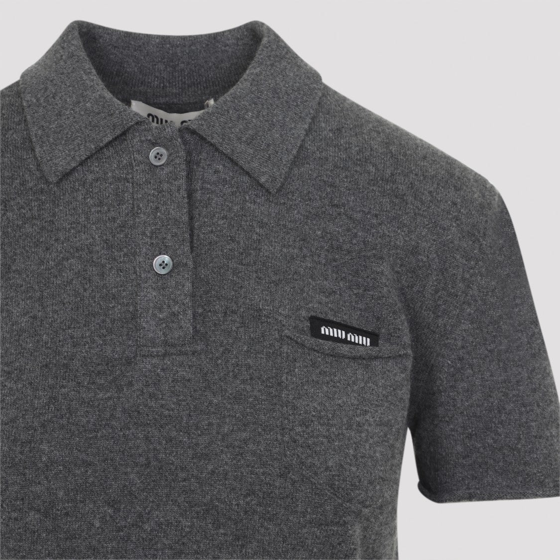 Miu Miu Heathered Cashmere Polo T-Shirt With Classic Collar