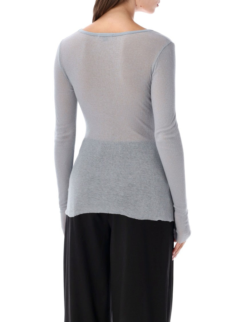 James Perse James Perse Serafino Ribbed Cotton-Cashmere Henley Top