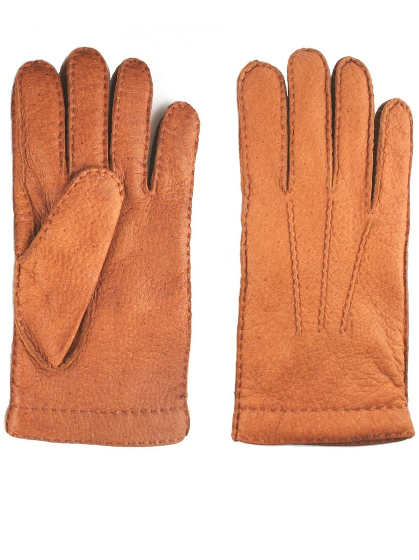 Restelli Brown Peccary Cash Textured Gloves