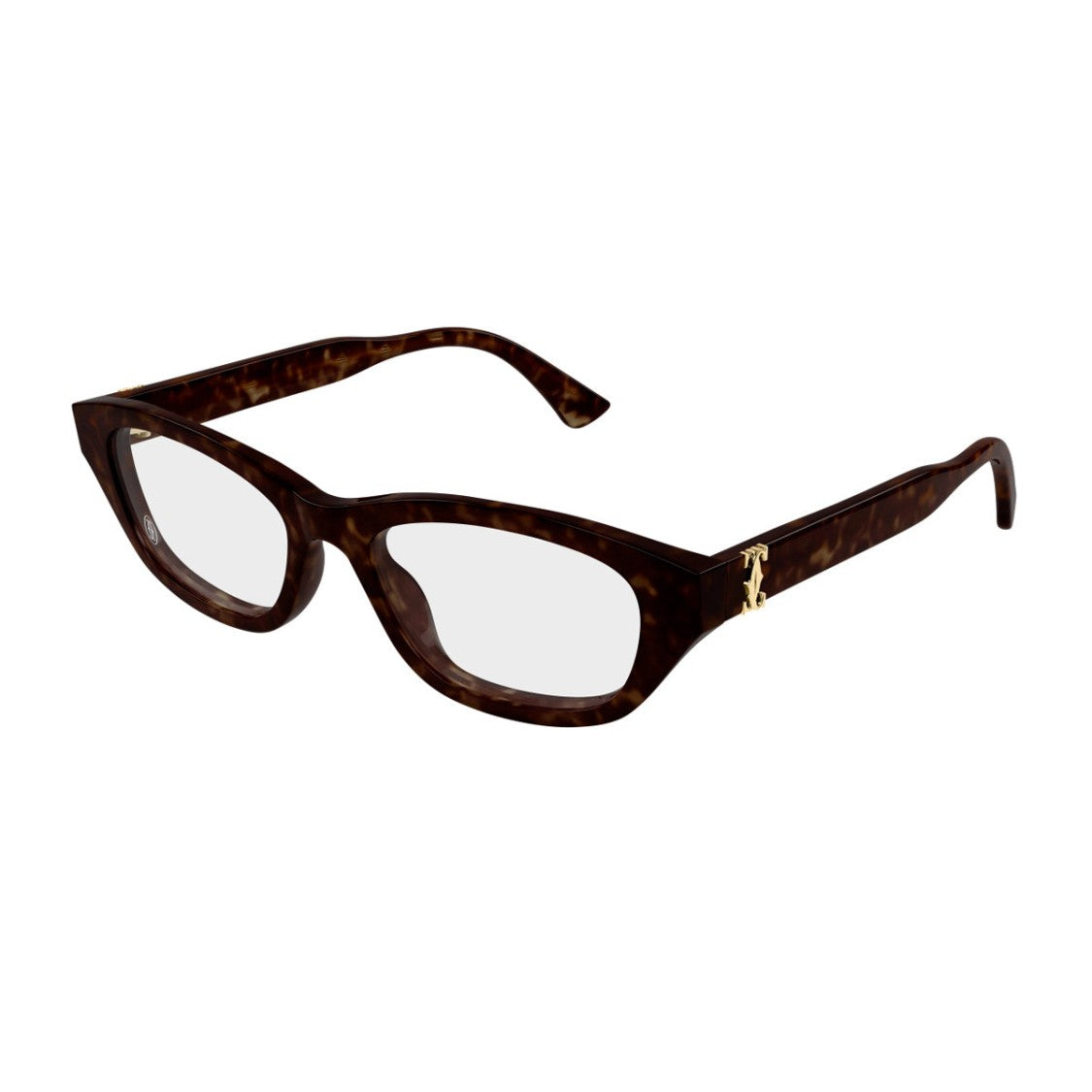 Cartier Sleek Rectangular Sunglasses With Warm Havana Acetate