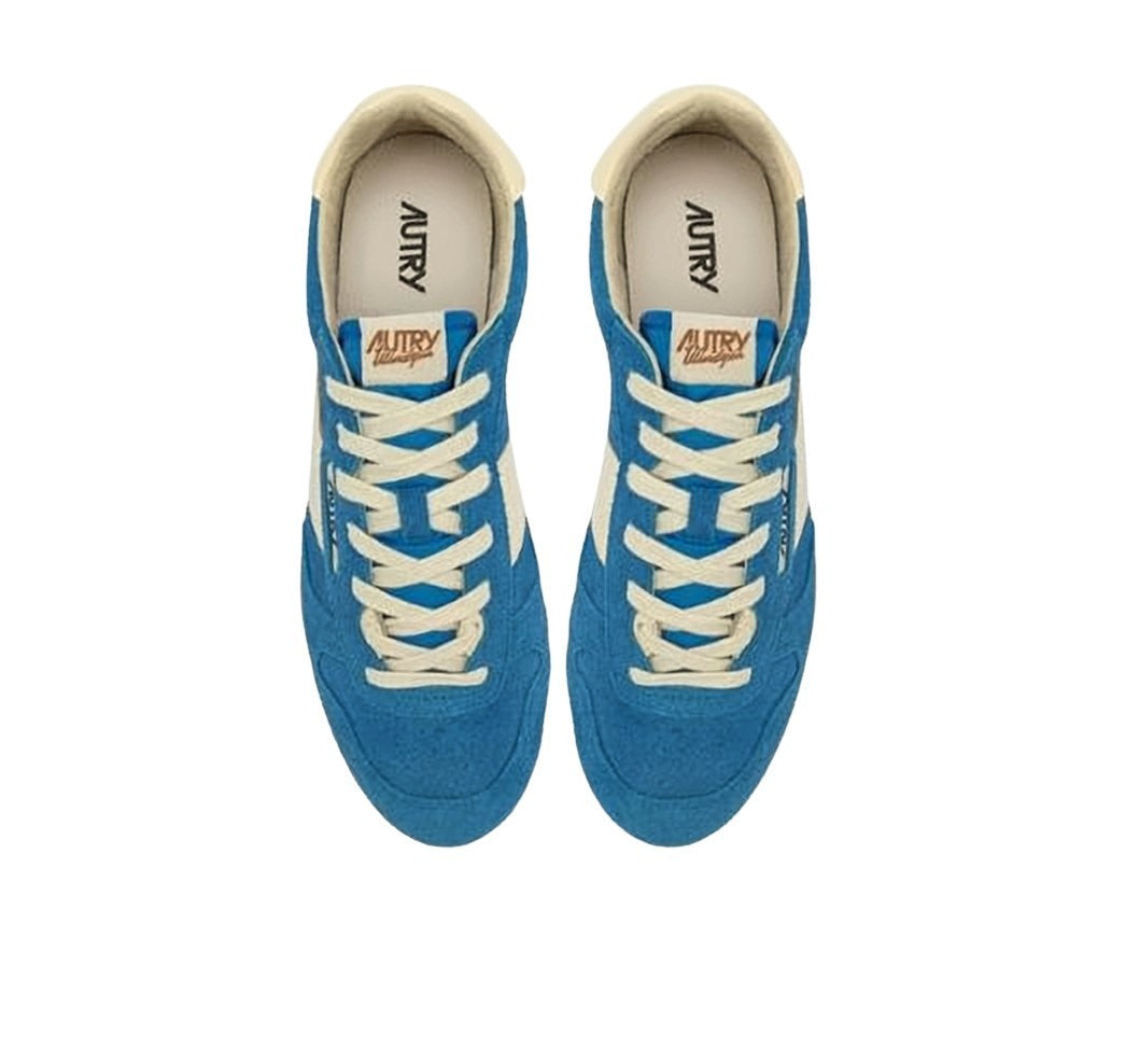 Autry Vibrant Blue Suede Sneakers With Cream Accents