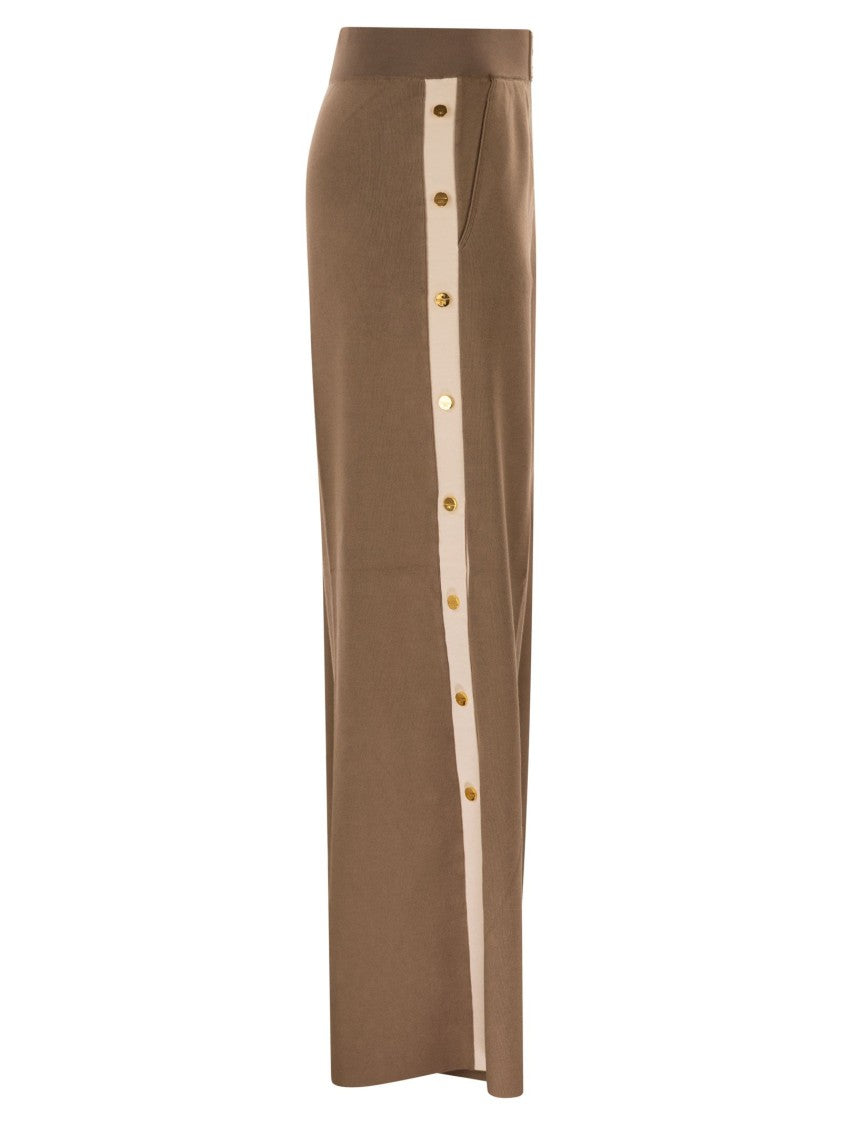 Elisabetta Franchi Knitted Trousers With Shiny Viscose Stripes