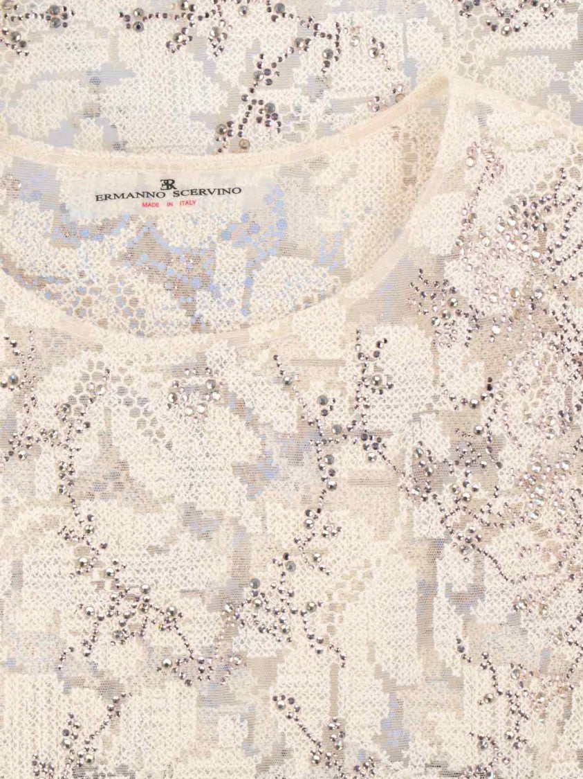 Ermanno Scervino Classic White Sweater With Ribbed Cuffs And Hem