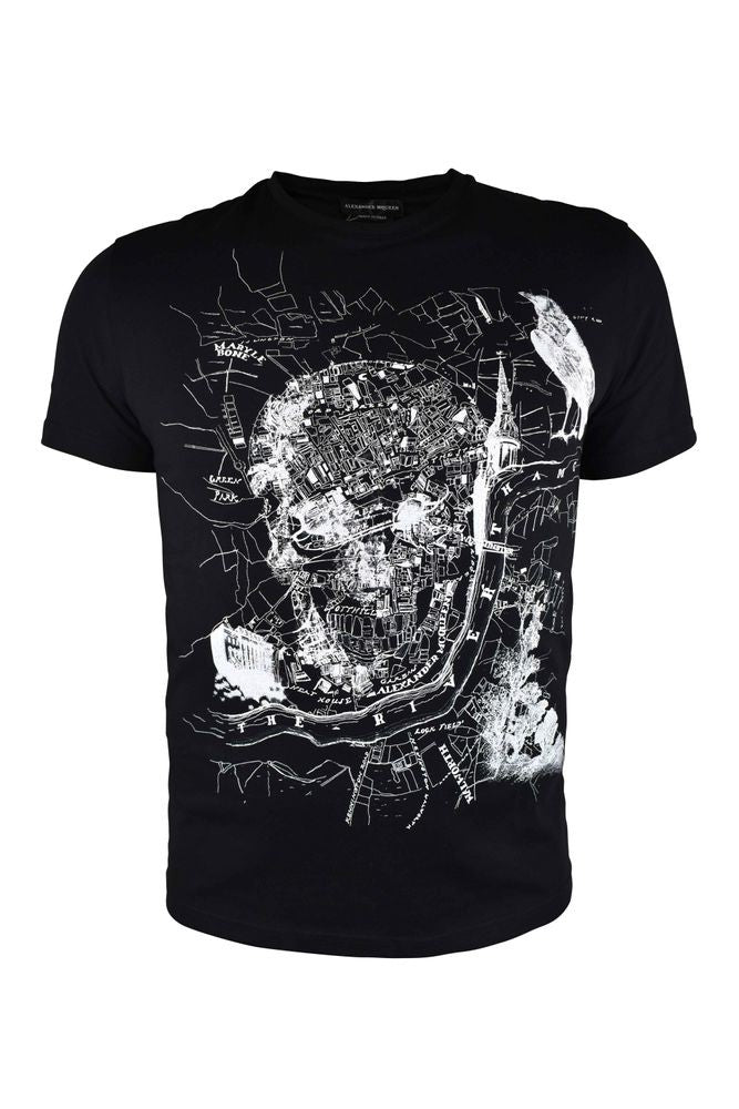 Alexander Mcqueen Black Cotton T-Shirt With Graphic Print