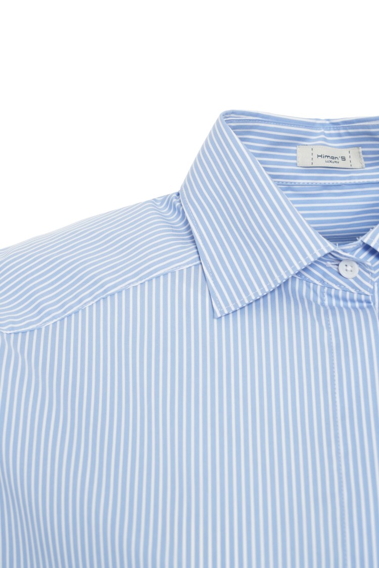 Himon's Striped Blouse With Traditional Collar