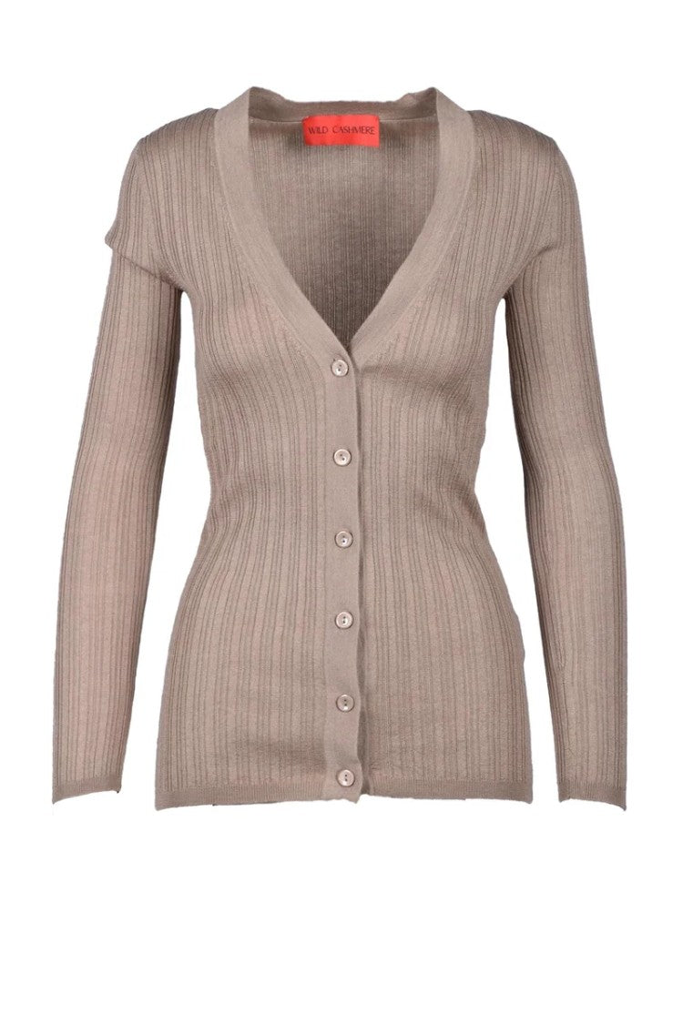 Wild Cashmere Ribbed Cardigan - Taupe