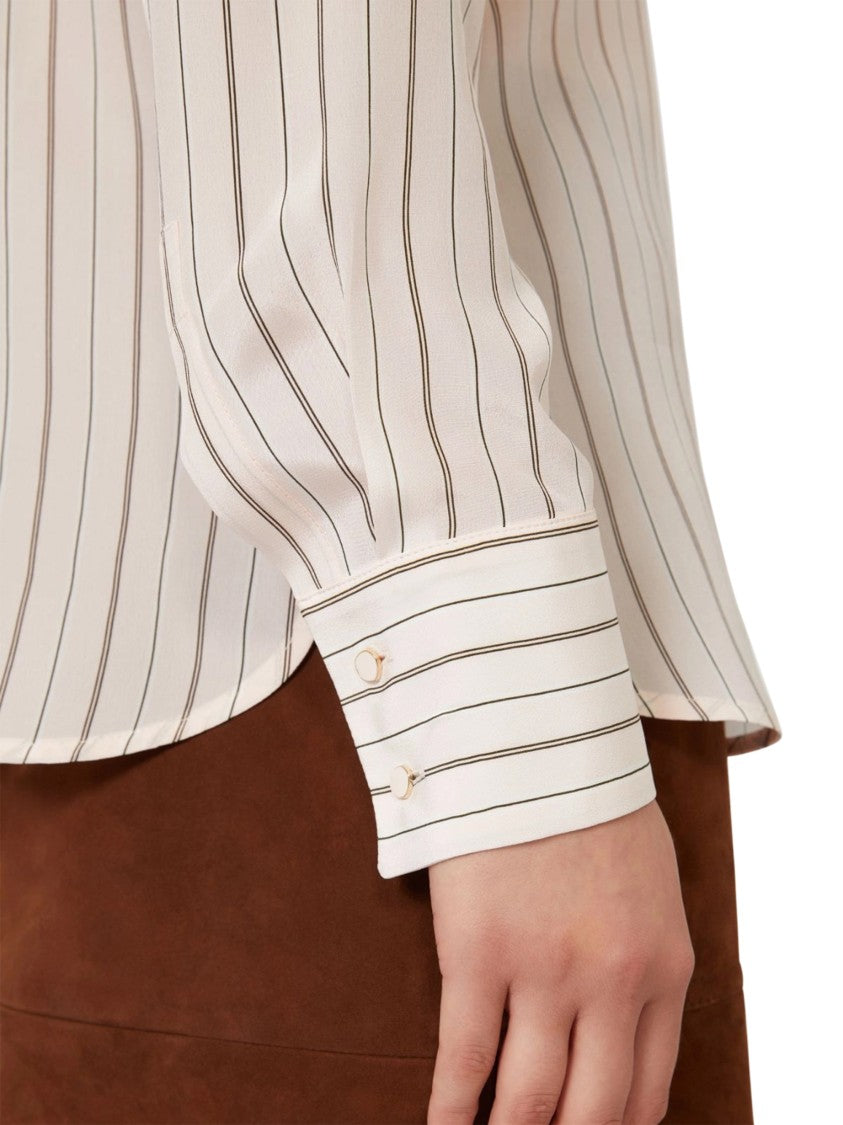 Max Mara Silk Blouse With Vertical Stripes And Classic Collar