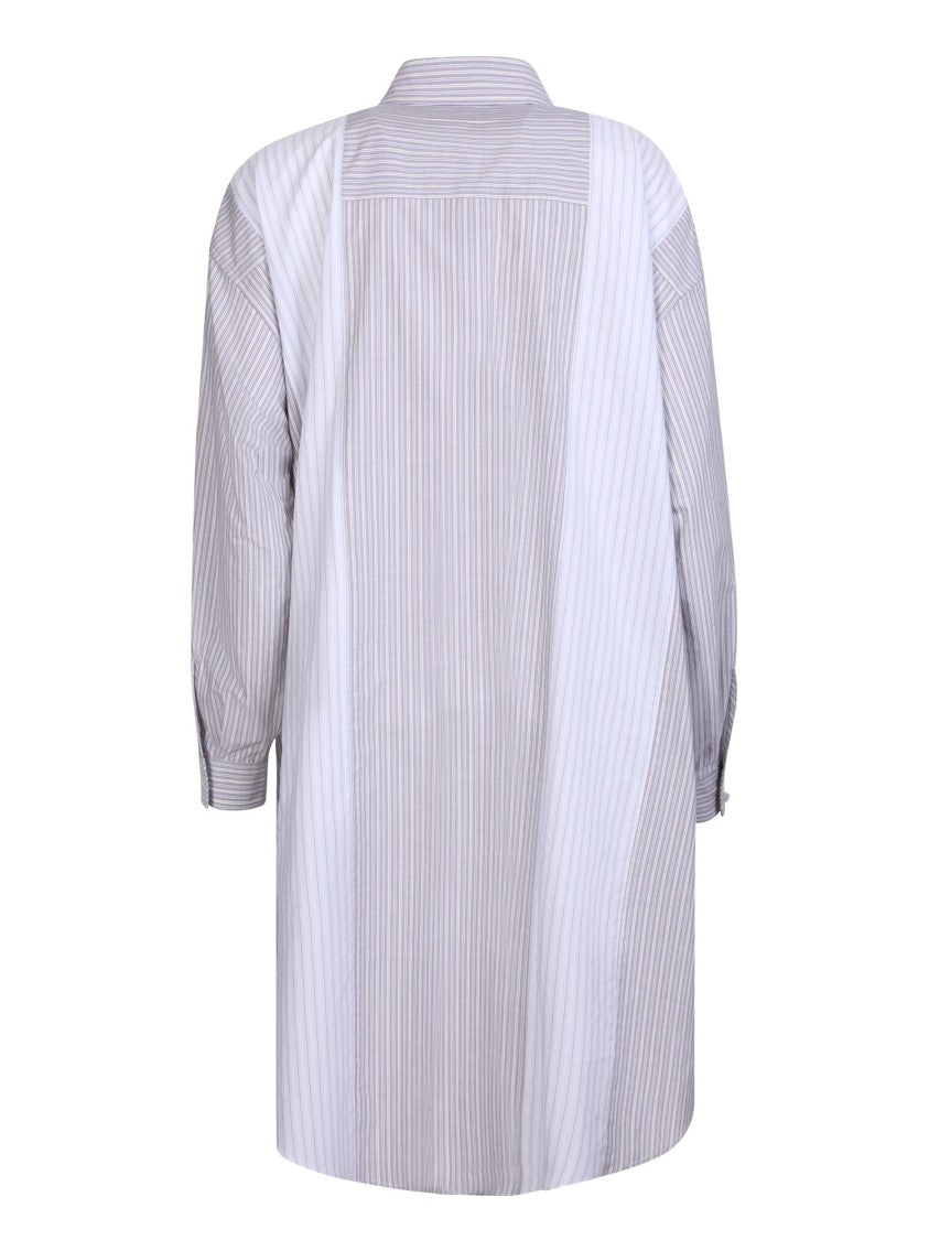 Mm6 By Maison Margiela Grey Striped Shirt Dress