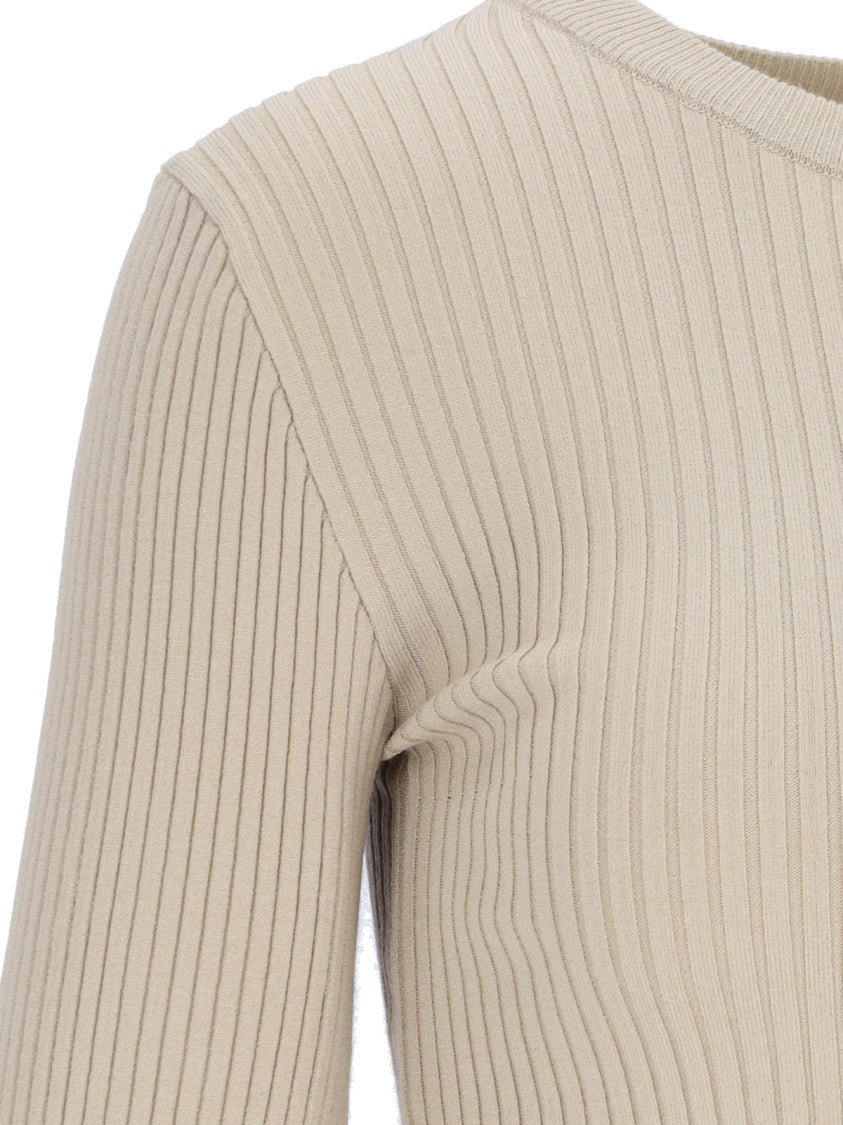 Courrèges Ribbed Knit Sweater – Beige