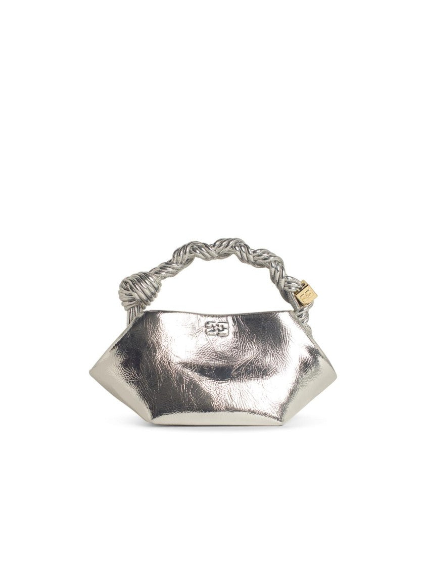 Ganni Bou' Mini Bag In Silver Leather Blend