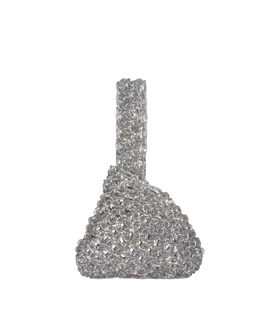 Hibourama Niky Crystal Handwoven Beaded Triangular Handbag