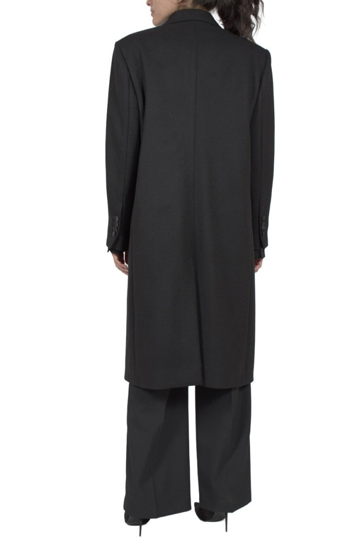 Dolce & Gabbana Black Double-Breasted Virgin Wool-Blend Coat