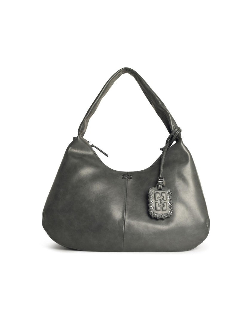 Ganni 'Bou Xxl' Grey Leather Blend Bag