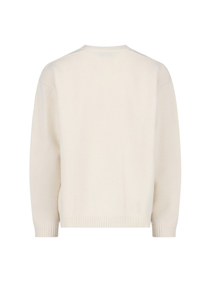 Studio Nicholson "Hemyl" Basic Sweater In Cream Wool