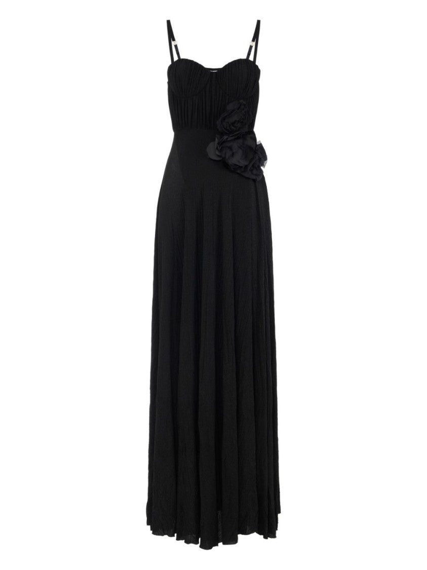 Elisabetta Franchi Fitted Evening Dress With Floral Accent