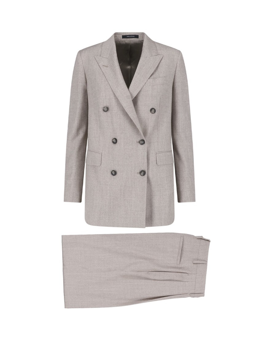 Tagliatore Double-Breasted Taupe Suit With Tailored Finish