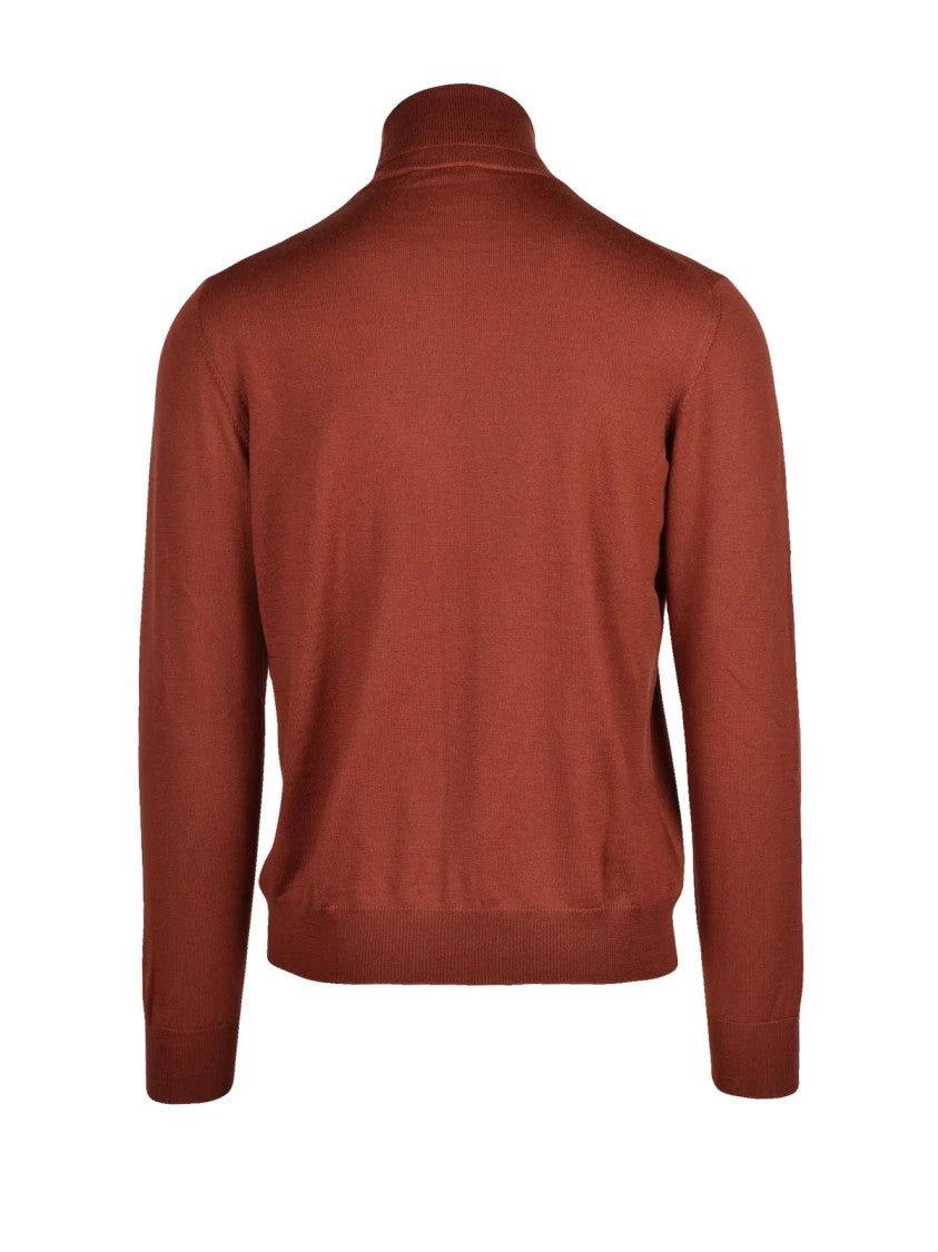 Gran Sasso Crew Neck Sweater In Rich Rust Virgin Wool