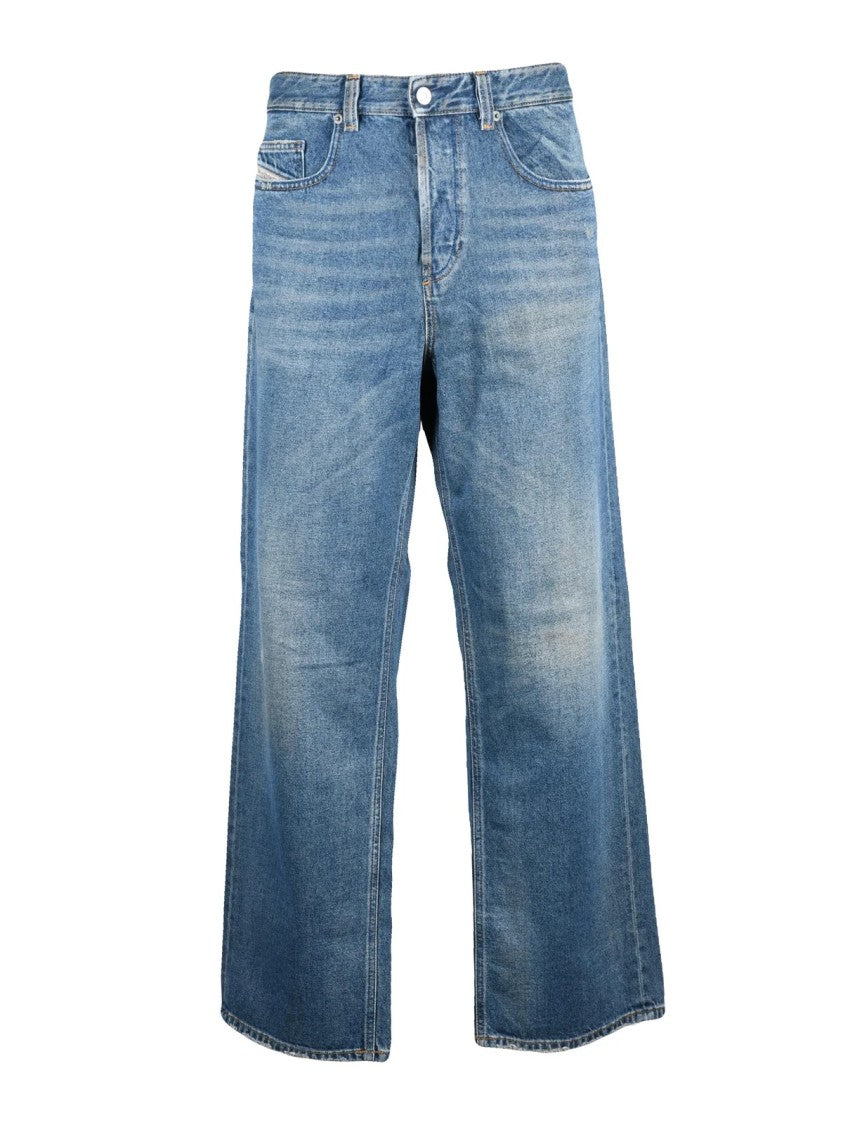 Diesel Blue Cotton Loose Fit Jeans