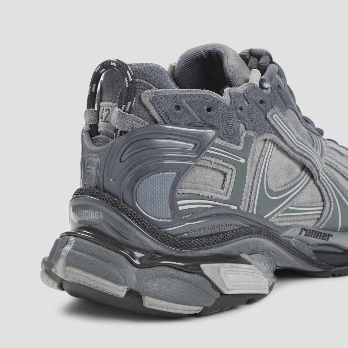 Balenciaga Grey Suede Leather Runner Sneakers