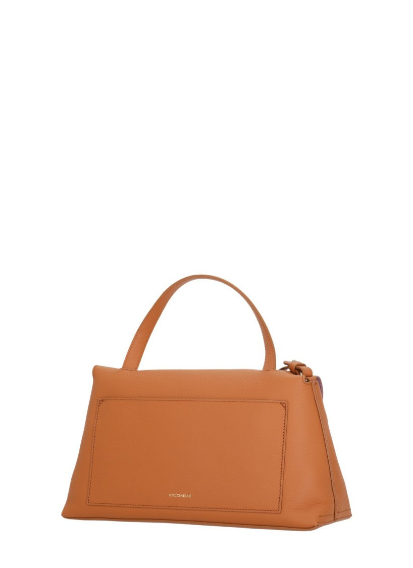 Coccinelle Structured Orange Pebbled Leather Shoulder Bag