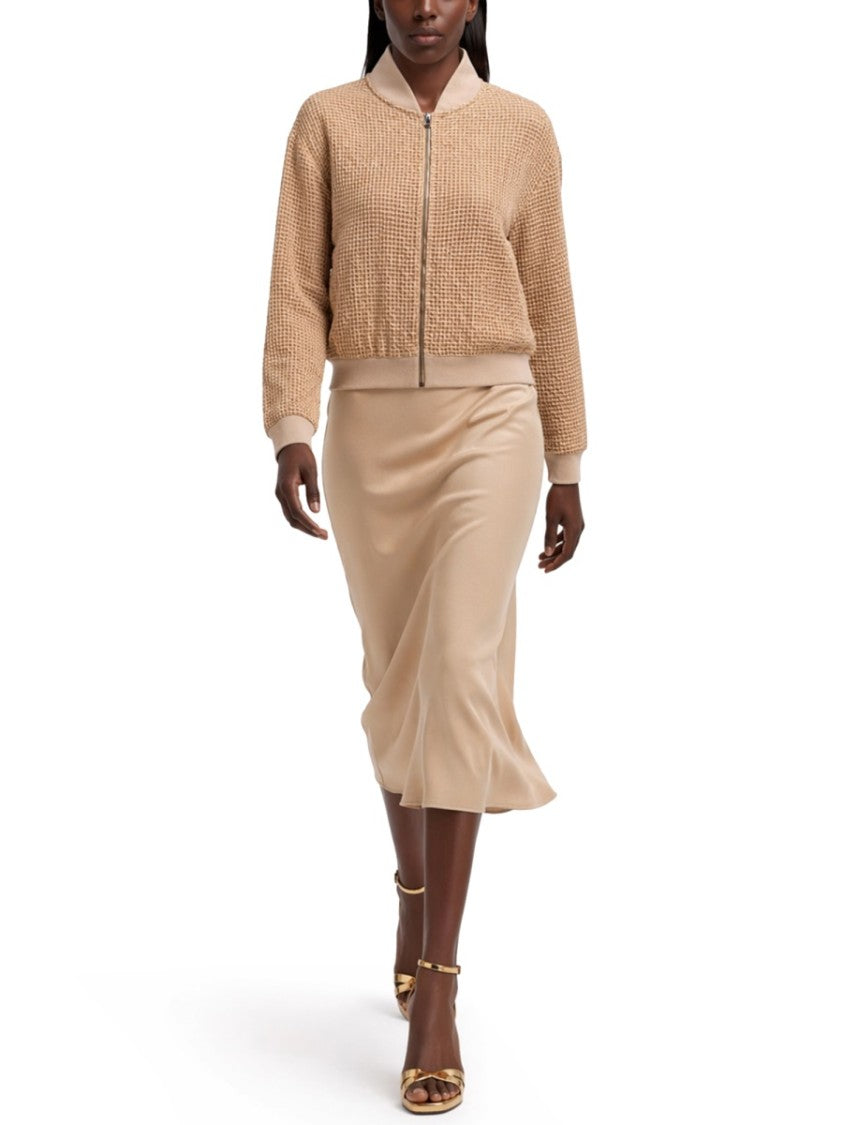Fabiana Filippi Waffle Knit Cropped Bomber Jacket