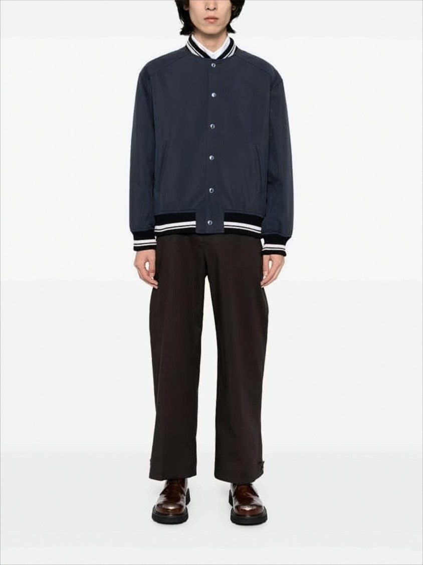 Maison Kitsuné Classic Blue Bomber Jacket With Contrast Detailing