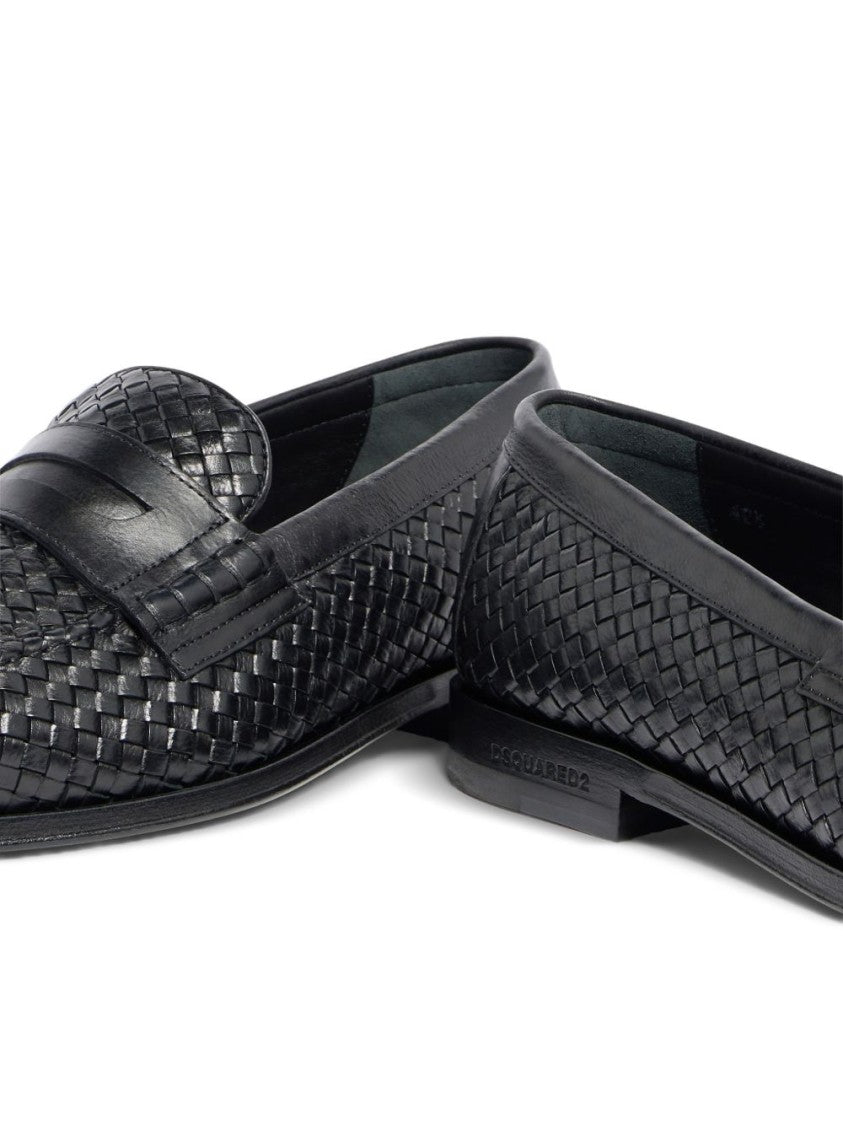 Dsquared2 Black Silk And Nylon Pointed Flats