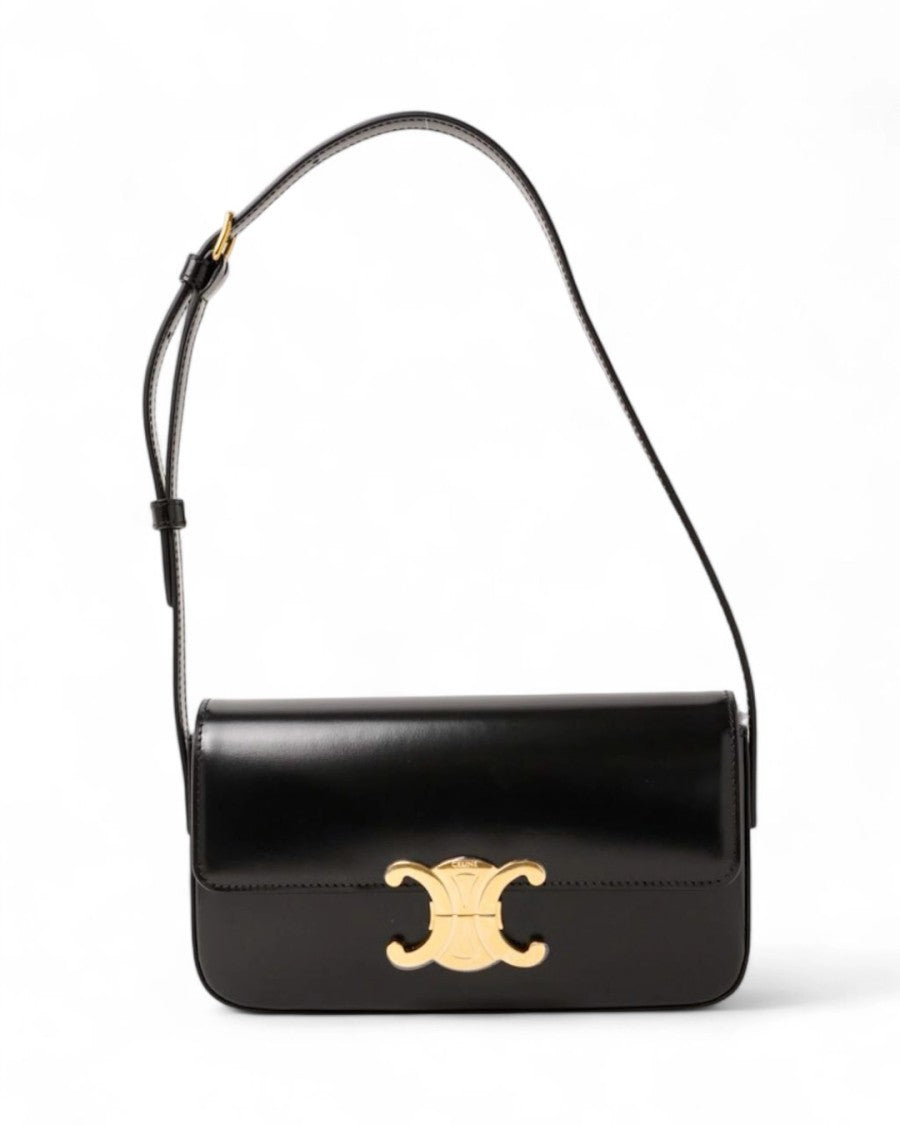 Celine Claude Triomphe Small Glossy Black
