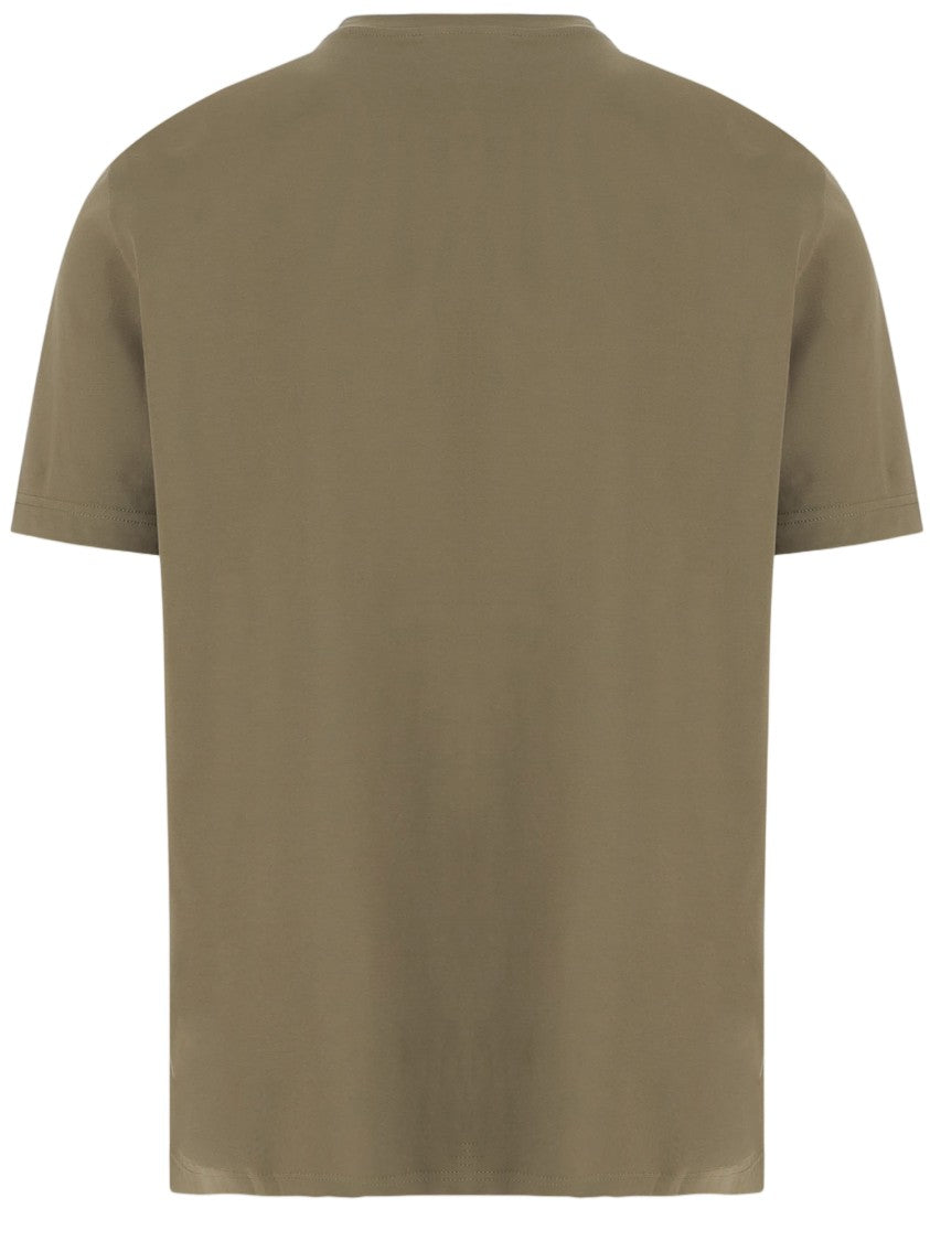Emporio Armani Cropped Grey Cotton T-Shirt With Embroidered Logo