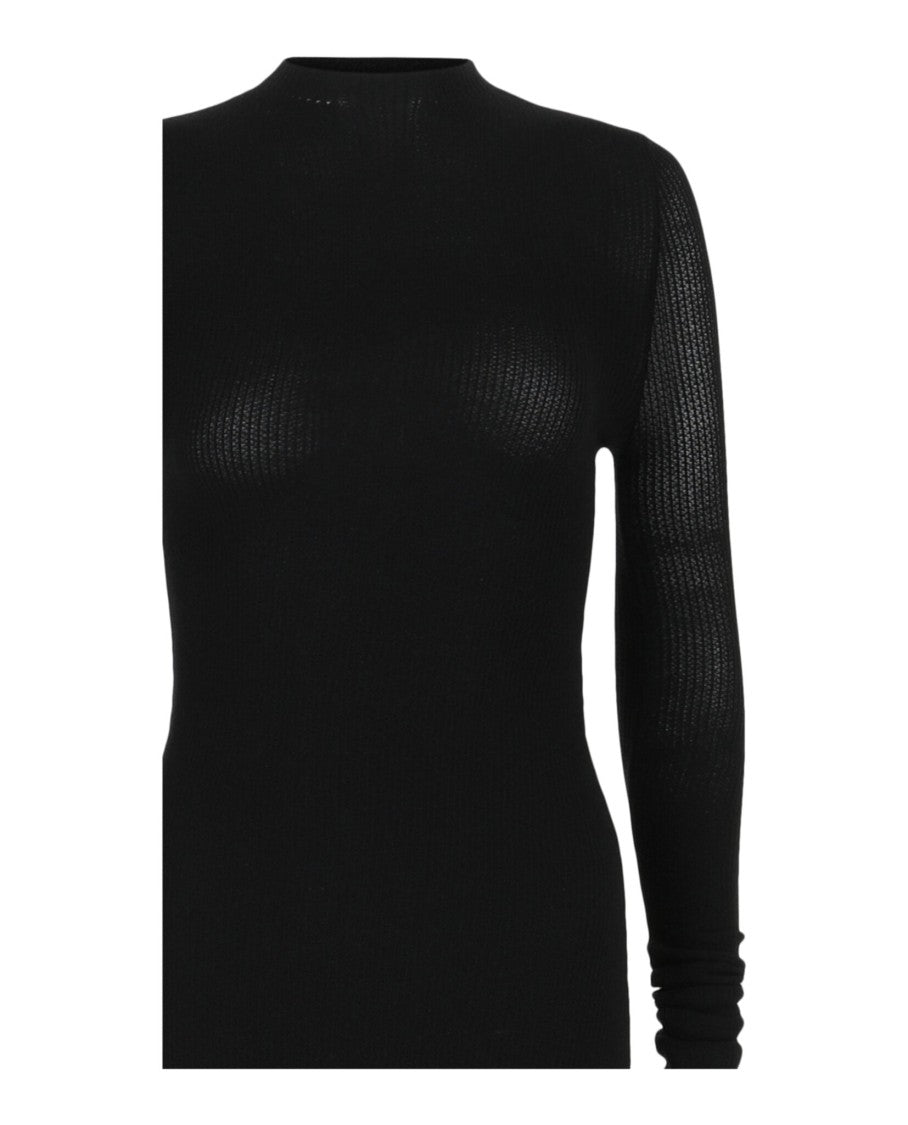 Balenciaga Fitted Black Knit Maxi Dress With Mock Neck
